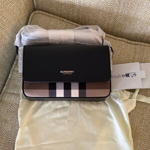 Burberry Black and Tan Checkered Bag